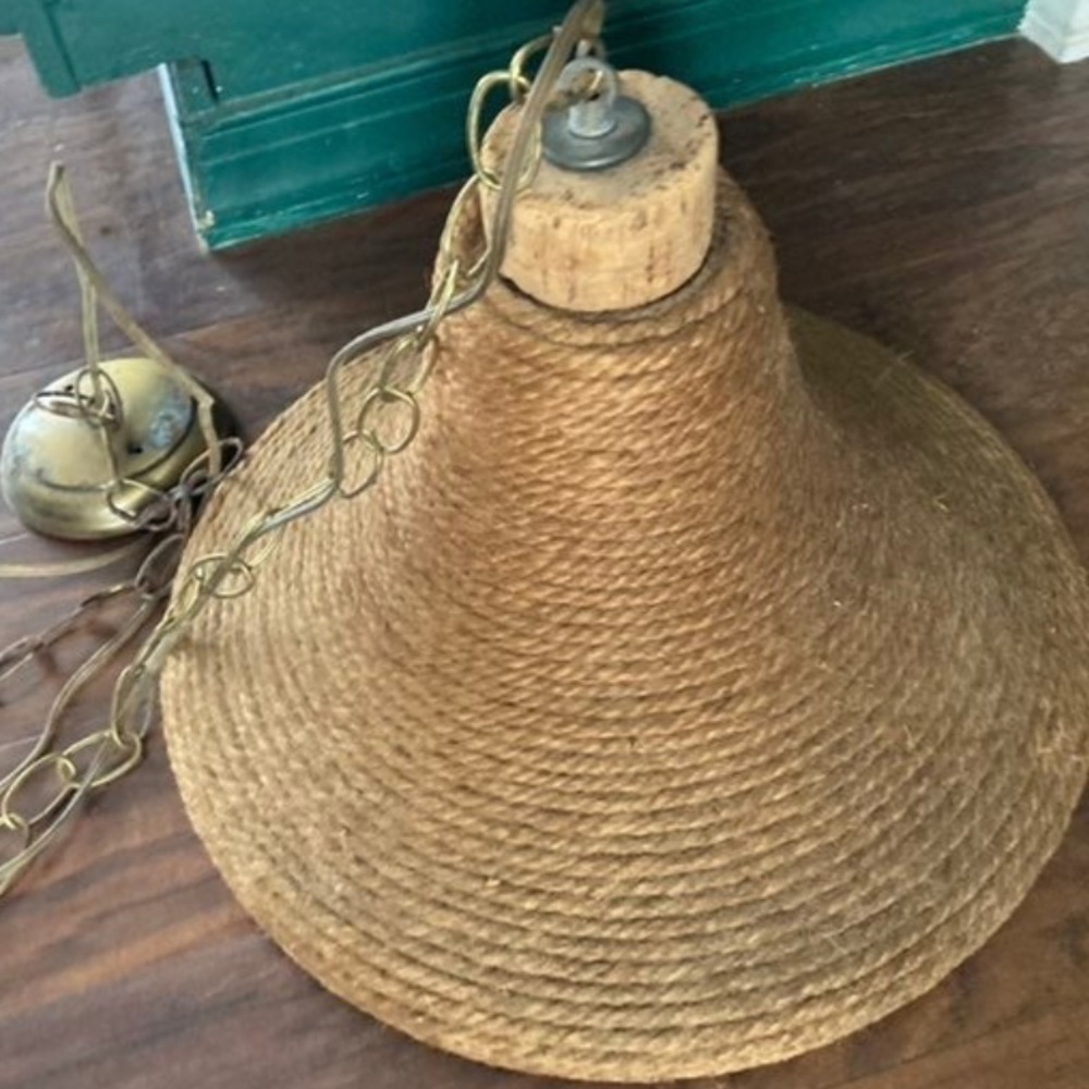 Vintage Thomas Industries Rope Natural Wood Cork Chandelier